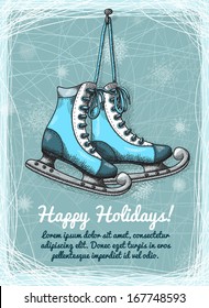 Skate holidays winter invitation on ice vector illustration