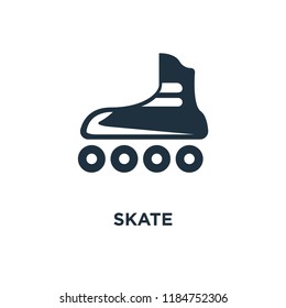 Skate icon. Black filled vector illustration. Skate symbol on white background. Can be used in web and mobile.