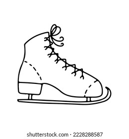 Skate icon in hand drawn doodle style. Vector illustration isolated on white background.
