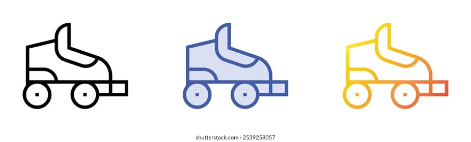 skate icon. Linear, Blue Fill and Gradient Style Design Isolated On White Background