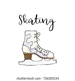 Skate icon. Simple illustration of skate. Colored vector isolated on white background