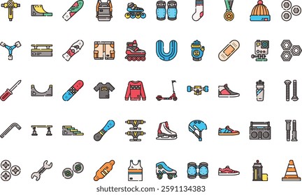 Skate icons High-Quality Vector Icons Collection with Editable Stroke. Ideal for Professional and Creative Projects.