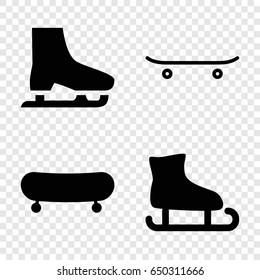 Skate icons set. set of 4 skate filled icons such as skateboard