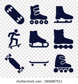 Skate icons. set of 9 editable filled skate icons such as ice skate