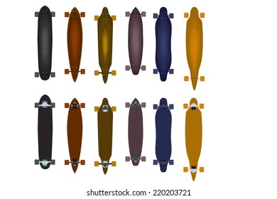 skate illustration .longboard illustrations . board for skiing.