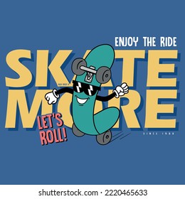 Skate illustration.Vector graphic design for t-shirt.