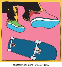 skate kickflip arte para la plantilla de afiches y afiches