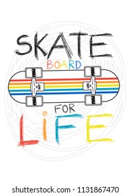 skate for life kids apparel colorful poster grunge lettering