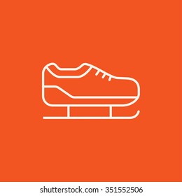 Skate line icon for web, mobile and infographics. Vector white icon isolated on red background.