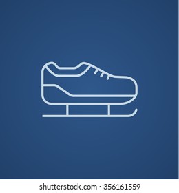 Skate line icon for web, mobile and infographics. Vector light blue icon isolated on blue background.