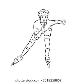 skate in line roller skater young sports recreation vector illustration