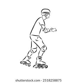skate in line roller skater young sports recreation vector illustration