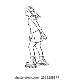 skate in line roller skater young sports recreation vector illustration