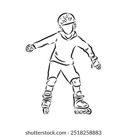 skate in line roller skater young sports recreation vector illustration