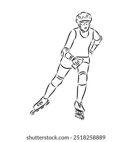 skate in line roller skater young sports recreation vector illustration