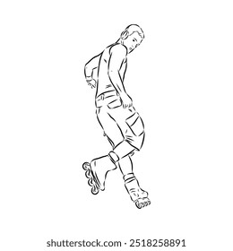 skate in line roller skater young sports recreation vector illustration