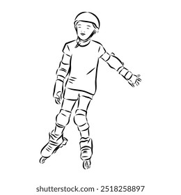 skate in line roller skater young sports recreation vector illustration