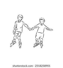 patinagem em linha patinador esporte jovem recreação vetor ilustração