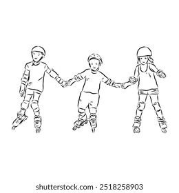 skate in line roller skater young sports recreation vector illustration