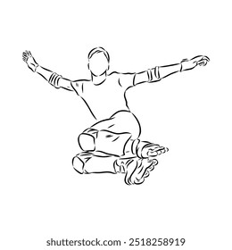 skate in line roller skater young sports recreation vector illustration
