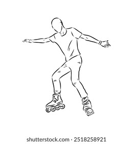 skate in line roller skater young sports recreation vector illustration