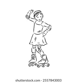 skate in line roller skater young sports recreation vector illustration