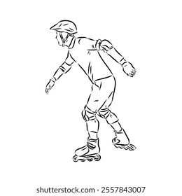 skate in line roller skater young sports recreation vector illustration