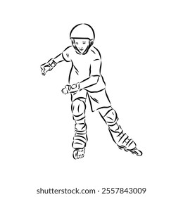 skate in line roller skater young sports recreation vector illustration