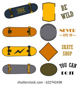 Skate logo constructor for web, infographic and creative design. Vector illustration