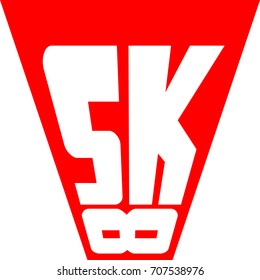 Skate Logo. White and Red.