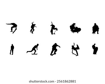 Skate Man Silhouette Element Set