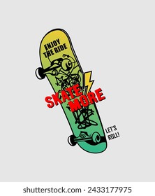 SKATE MORE sport typography, tee shirt graphics, vectors illustration.