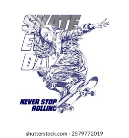 skate never stop rolling illustration vector