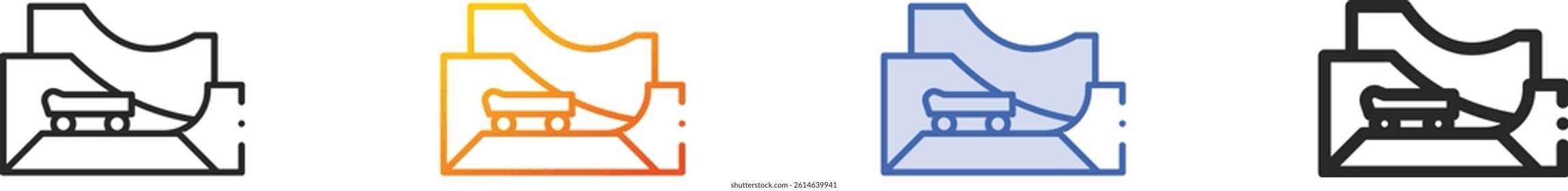 skate park icon.Thin Linear, Gradient, Blue Stroke and bold Style Design Isolated On White Background