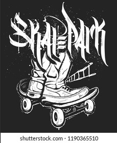 Skate park no brakes, t-shirt graphics vectors.