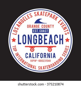 Skate park typography, t-shirt graphics, vectors, beach  California
