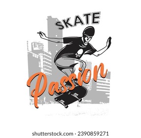 Skate passion illustration for kids t shirt , hoodies , poster or other