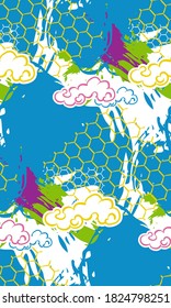 skate rider bright vector seamless pattern