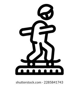 Skate rider in equipment icon outline vector. Street park. Urban sport