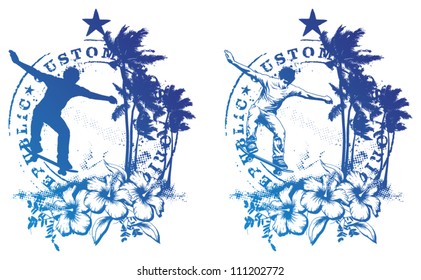 skate rider jumping with post stamp mark