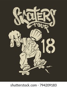 Skate rider t-shirt graphics design vector illustration.