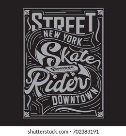 Skate rider typography, tee shirt graphics, vectors