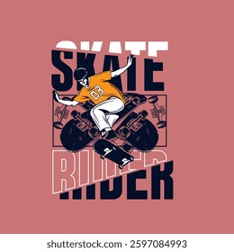 Skate Rider urban skater vector illustration typography graphic tee