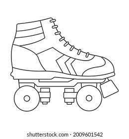 Skate roller vector outline icon. Vector illustration rollerskate on white background. Is olated outline illustration icon of skate roller.