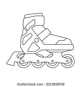 Skate roller vector outline icon. Vector illustration on white background. Is olated outline illustration icon of skate roller.