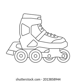 Skate roller vector outline icon. Vector illustration rollerskate on white background. Is olated outline illustration icon of skate roller.