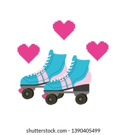 skate rollers with hearts ninetys icon