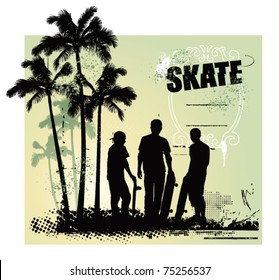 skate scene with three boys with tables