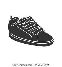 Skate Shoe Icon Silhouette Illustration. Urban Vector Graphic Pictogram Symbol Clip Art. Doodle Sketch Black Sign.