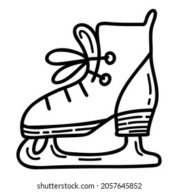 Skate shoes icon. Black and white vector illustration in hand drawn style.